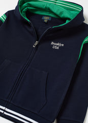 Ovs Full-Zip Sweatshirt With College Print And Striped Edging