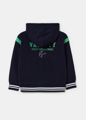 Ovs Full-Zip Sweatshirt With College Print And Striped Edging
