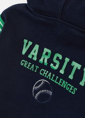 Ovs Full-Zip Sweatshirt With College Print And Striped Edging