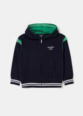 Ovs Full-Zip Sweatshirt With College Print And Striped Edging