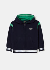 Ovs Full-Zip Sweatshirt With College Print And Striped Edging