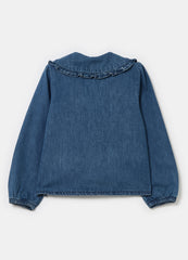 Ovs Denim Blouse With Bead Buttons And Collar