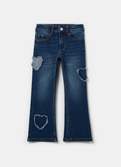 Ovs Flare-Fit Jeans With Fringed Hearts