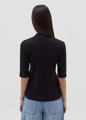 Ovs T-Shirt With Mock Neck And Elbow-Length Sleeves