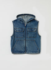 Ovs Full-Zip Denim Gilet With Hood