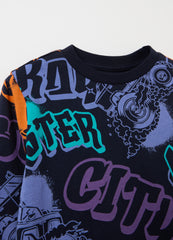 Ovs Cotton T-Shirt With Print And Long Sleeves