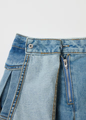 Ovs Cargo Skort In Denim With Darts