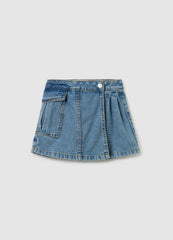 Ovs Cargo Skort In Denim With Darts