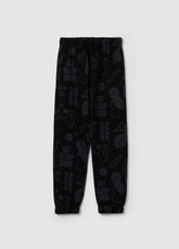Ovs Fleece Joggers With Drawstring And Print
