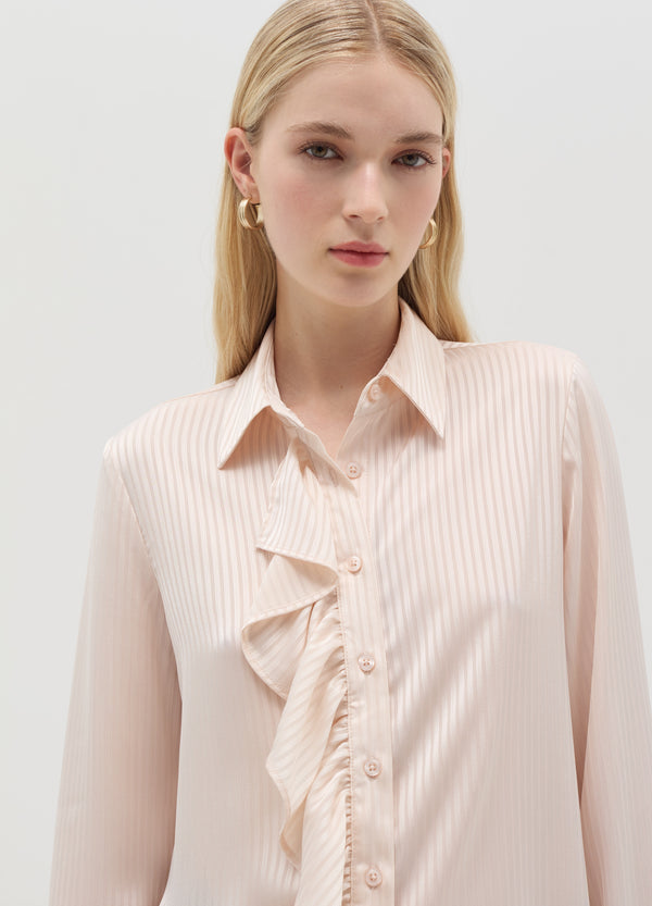 Ovs Satin Shirt With Stripes And Flounce