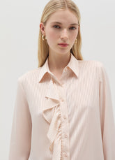 Ovs Satin Shirt With Stripes And Flounce