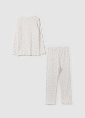 Ovs Ribbed Floral Pyjamas In Organic Cotton