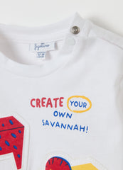 Ovs Organic Cotton T-Shirt With Patch And Long Sleeves