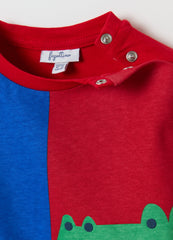 Ovs Long-Sleeved Colourblock T-Shirt In Organic Cotton