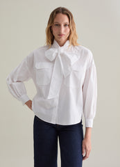 Ovs Cotton Shirt With Bow Scarf