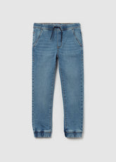 Ovs Joggers In Acid Wash French Terry Denim