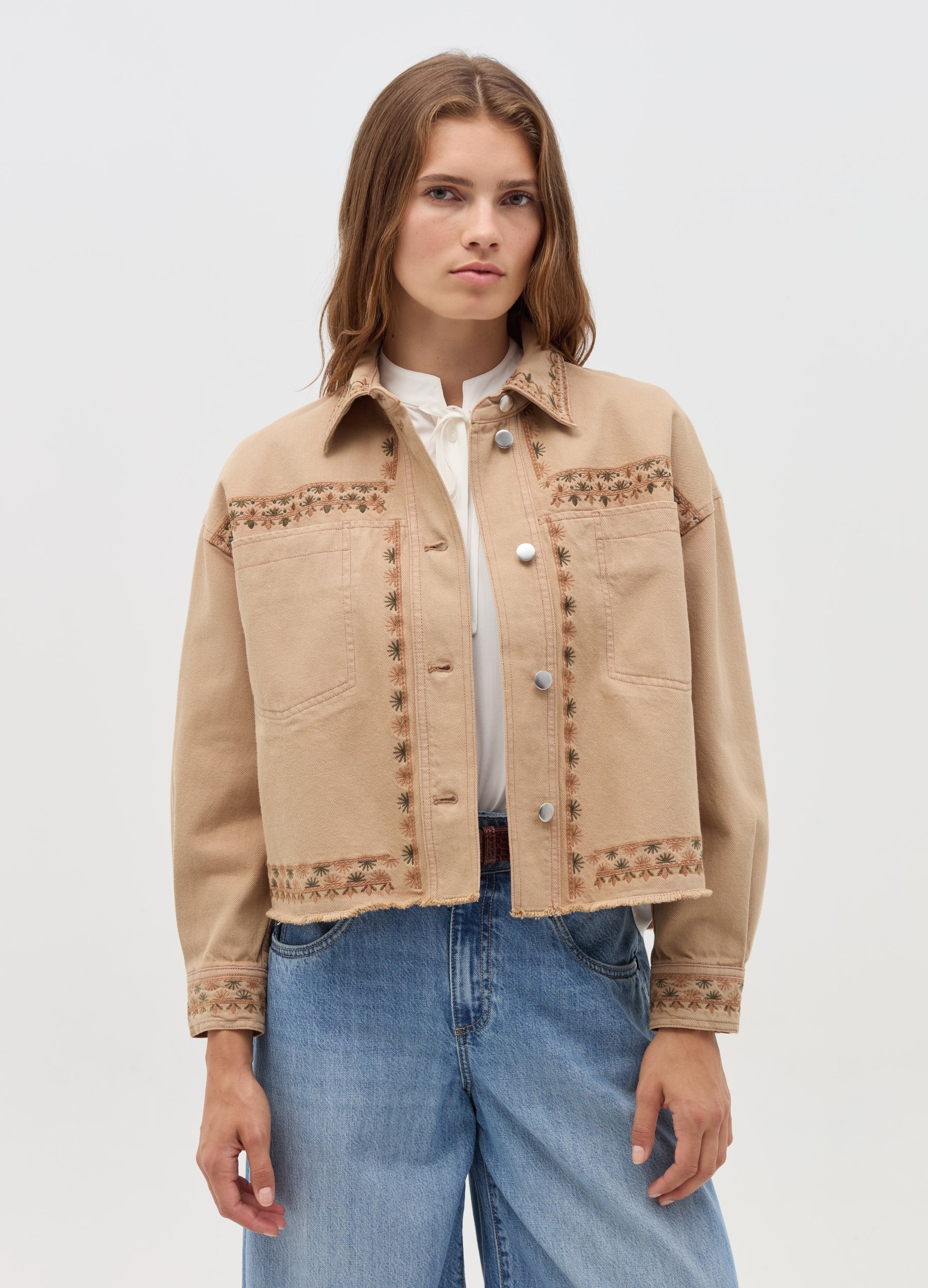 Ovs Shacket With Floral Embroidery Ovs Shacket With Floral Embroidery