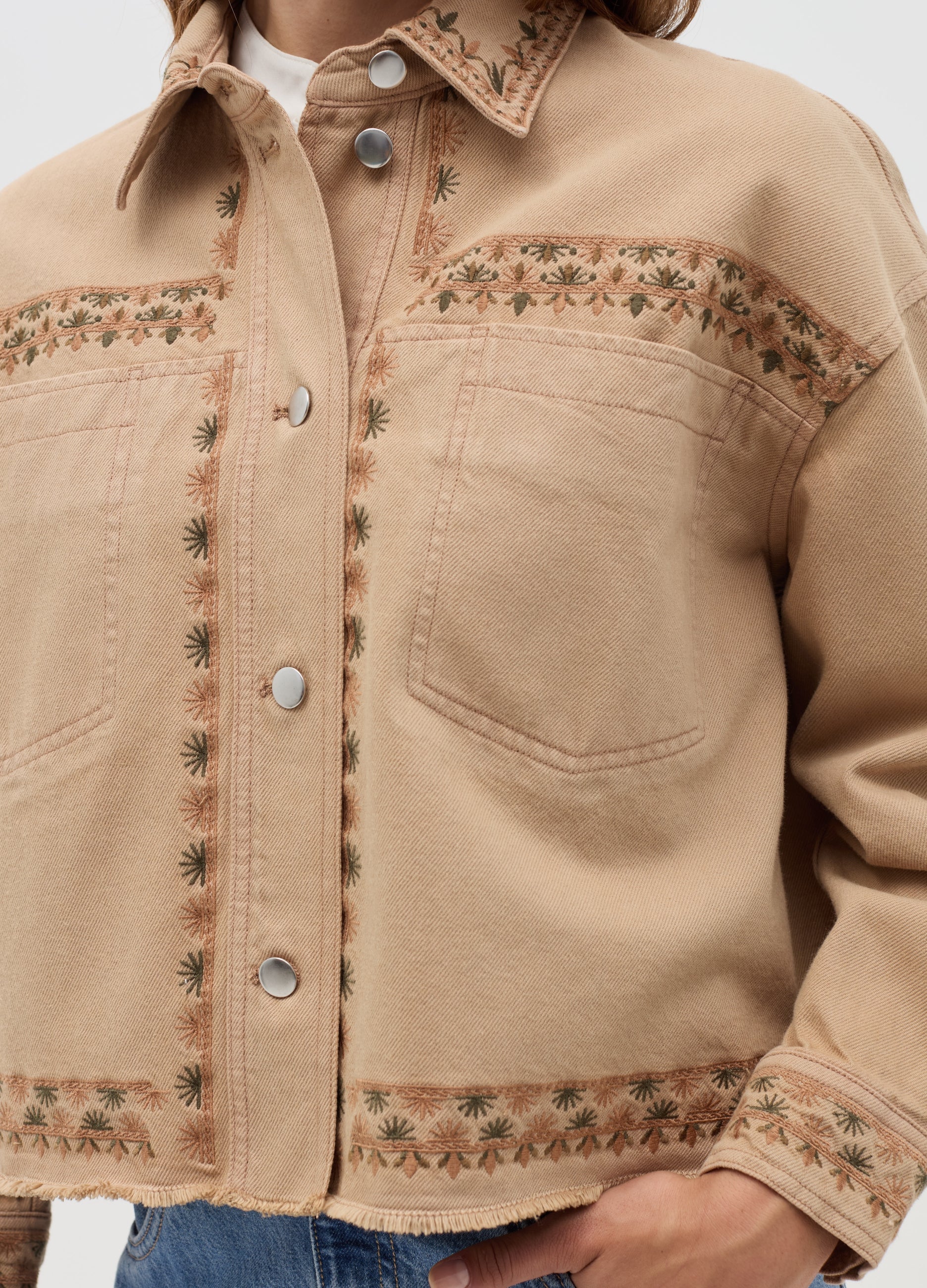 Ovs Shacket With Floral Embroidery Ovs Shacket With Floral Embroidery