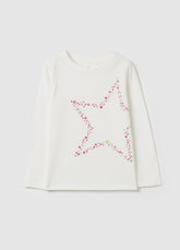 Ovs T-Shirt With Glitter Print And Long Sleeves