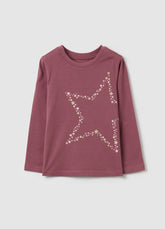 Ovs T-Shirt With Glitter Print And Long Sleeves