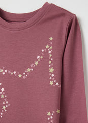 Ovs T-Shirt With Glitter Print And Long Sleeves