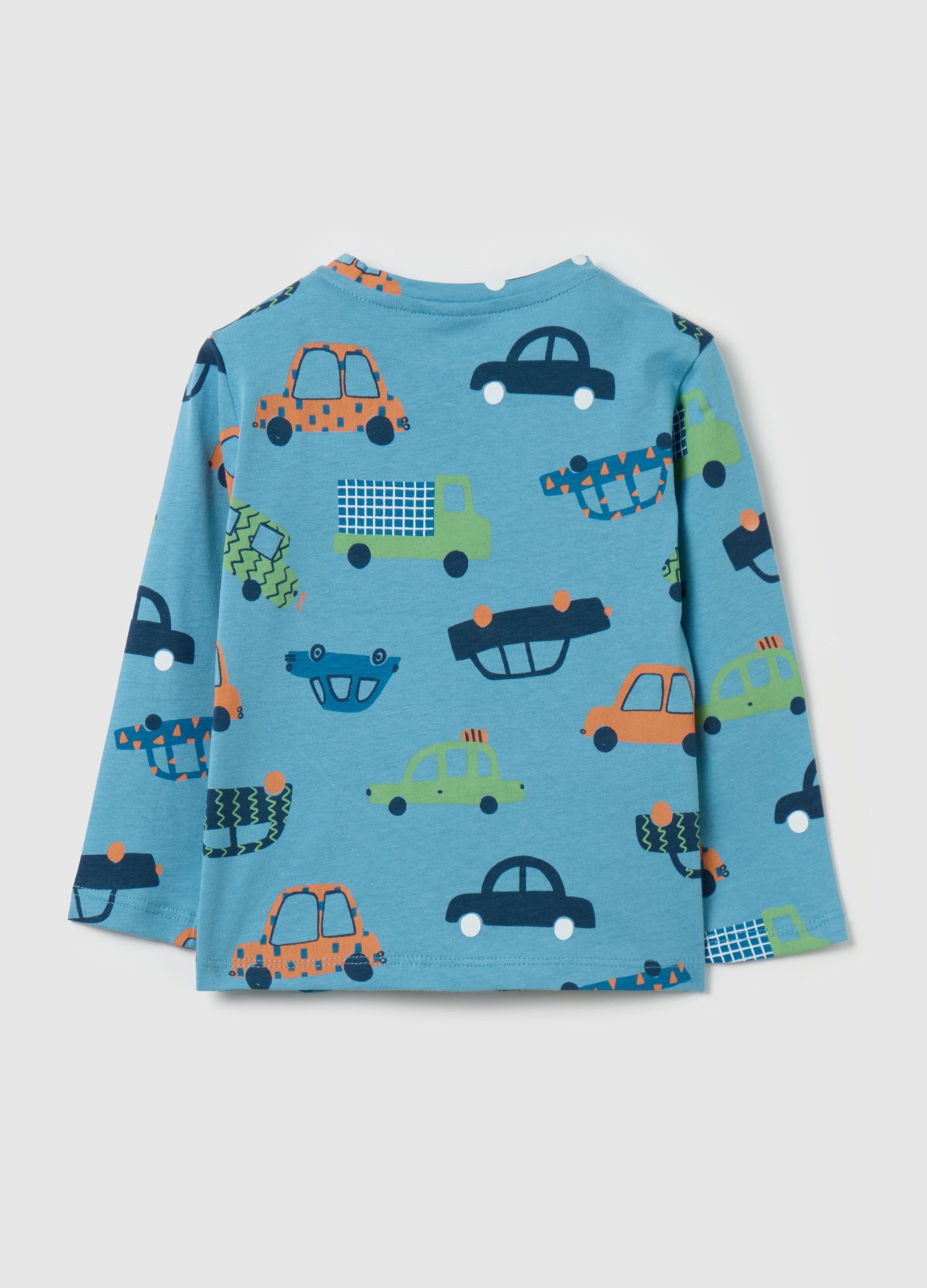 Ovs T-Shirt With Long Sleeves And Small Cars Print Ovs T-Shirt With Long Sleeves And Small Cars Print