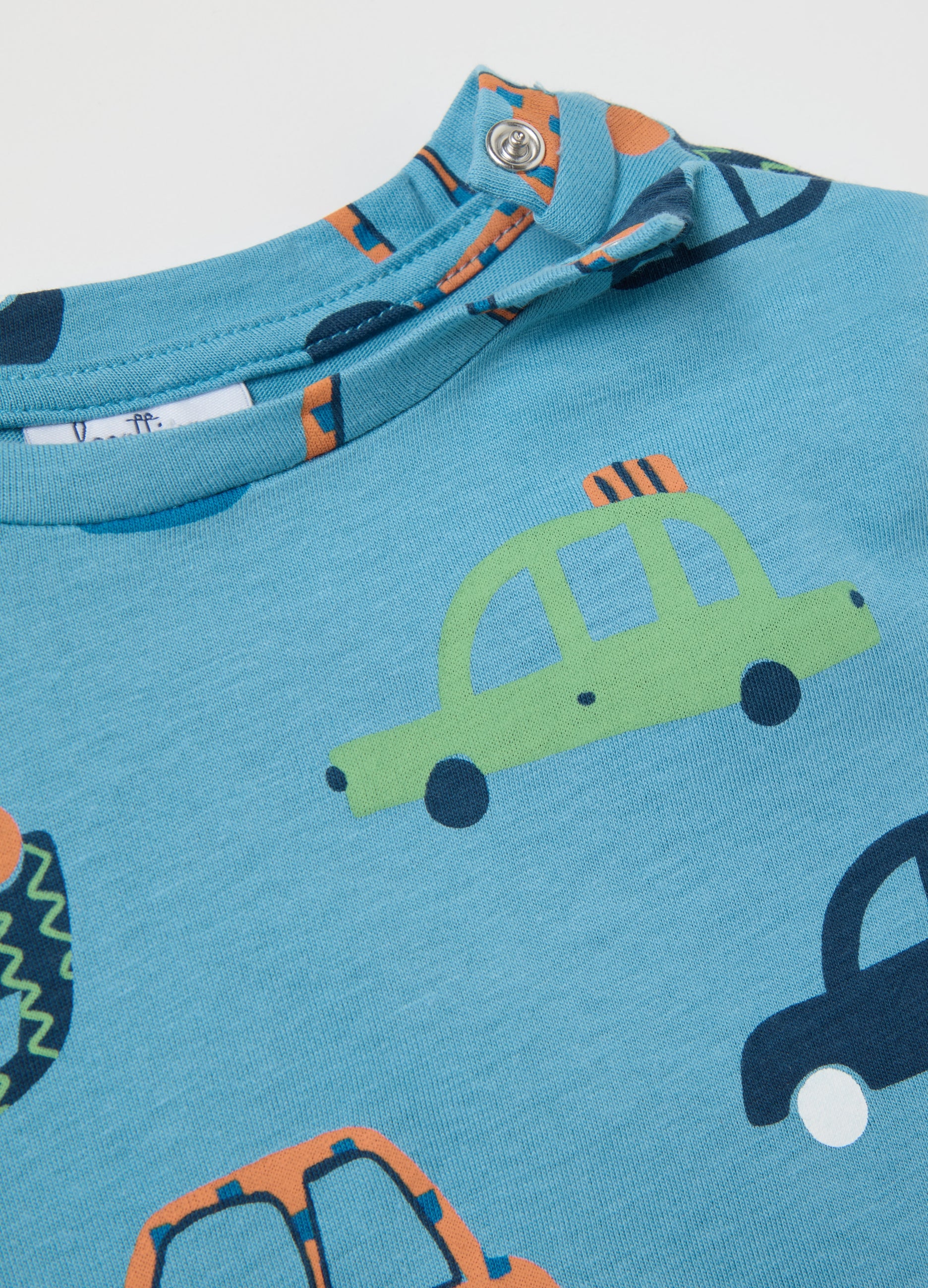 Ovs T-Shirt With Long Sleeves And Small Cars Print Ovs T-Shirt With Long Sleeves And Small Cars Print