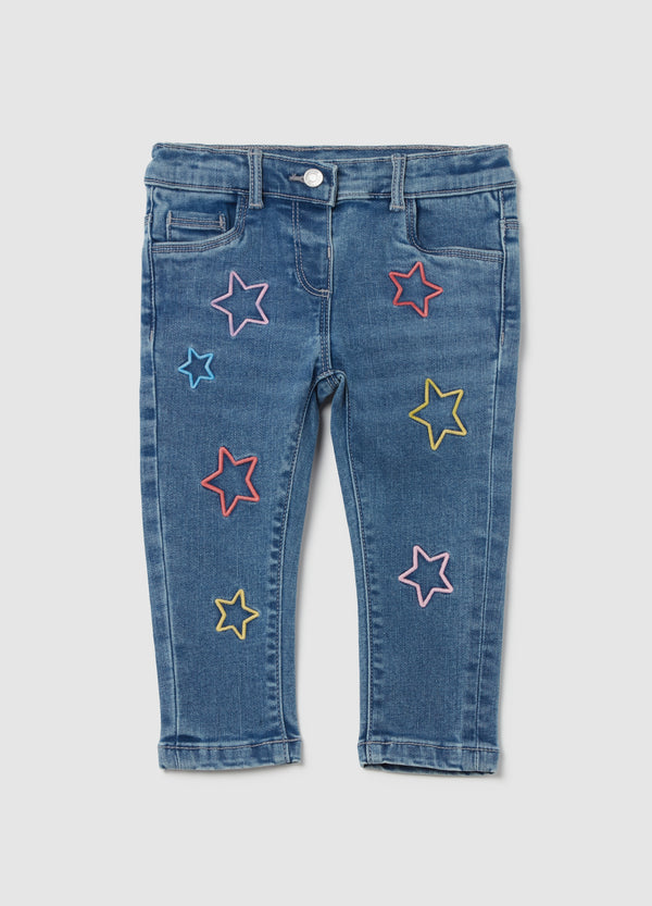 Ovs Jeans With Multicoloured Stars Embroidery
