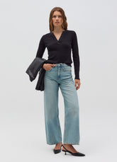 Ovs Thin Ribbed T-Shirt With V Neck