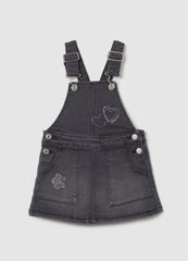 Ovs Denim Pinafore With Diamantã© Hearts