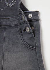 Ovs Denim Pinafore With Diamantã© Hearts
