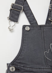 Ovs Denim Pinafore With Diamantã© Hearts