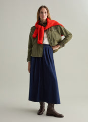 Ovs Long Full Skirt In Denim