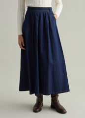 Ovs Long Full Skirt In Denim