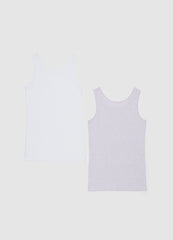 Ovs Two-Pack Organic Cotton Vests With Round Neck