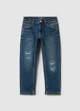 Ovs Straight-Fit Jeans With Abrasions And Print
