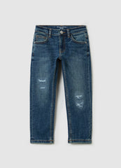 Ovs Straight-Fit Jeans With Abrasions And Print