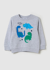 Ovs Sweatshirt With Round Neck And Dinosaurs Print