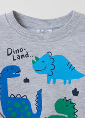 Ovs Sweatshirt With Round Neck And Dinosaurs Print