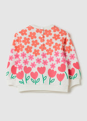 Ovs French Terry Sweatshirt With Flower Print