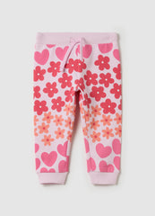 Ovs Joggers With Flowers And Hearts Print And Drawstring
