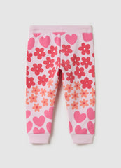 Ovs Joggers With Flowers And Hearts Print And Drawstring