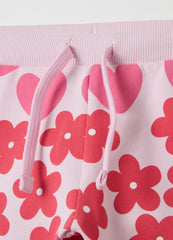 Ovs Joggers With Flowers And Hearts Print And Drawstring