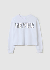 Ovs Cropped Sweatshirt With Foil Print