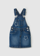 Ovs Denim Pinafore With Stars Embroidery