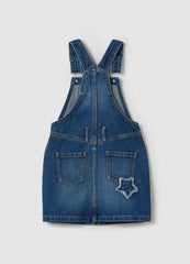 Ovs Denim Pinafore With Stars Embroidery