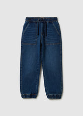 Ovs Relaxed-Fit Joggers In Denim With Drawstring