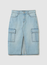 Ovs Cargo Longuette Skirt In Denim