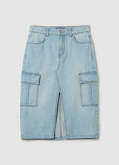 Ovs Cargo Longuette Skirt In Denim