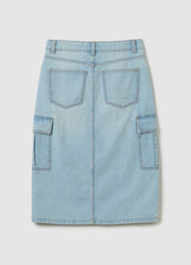 Ovs Cargo Longuette Skirt In Denim